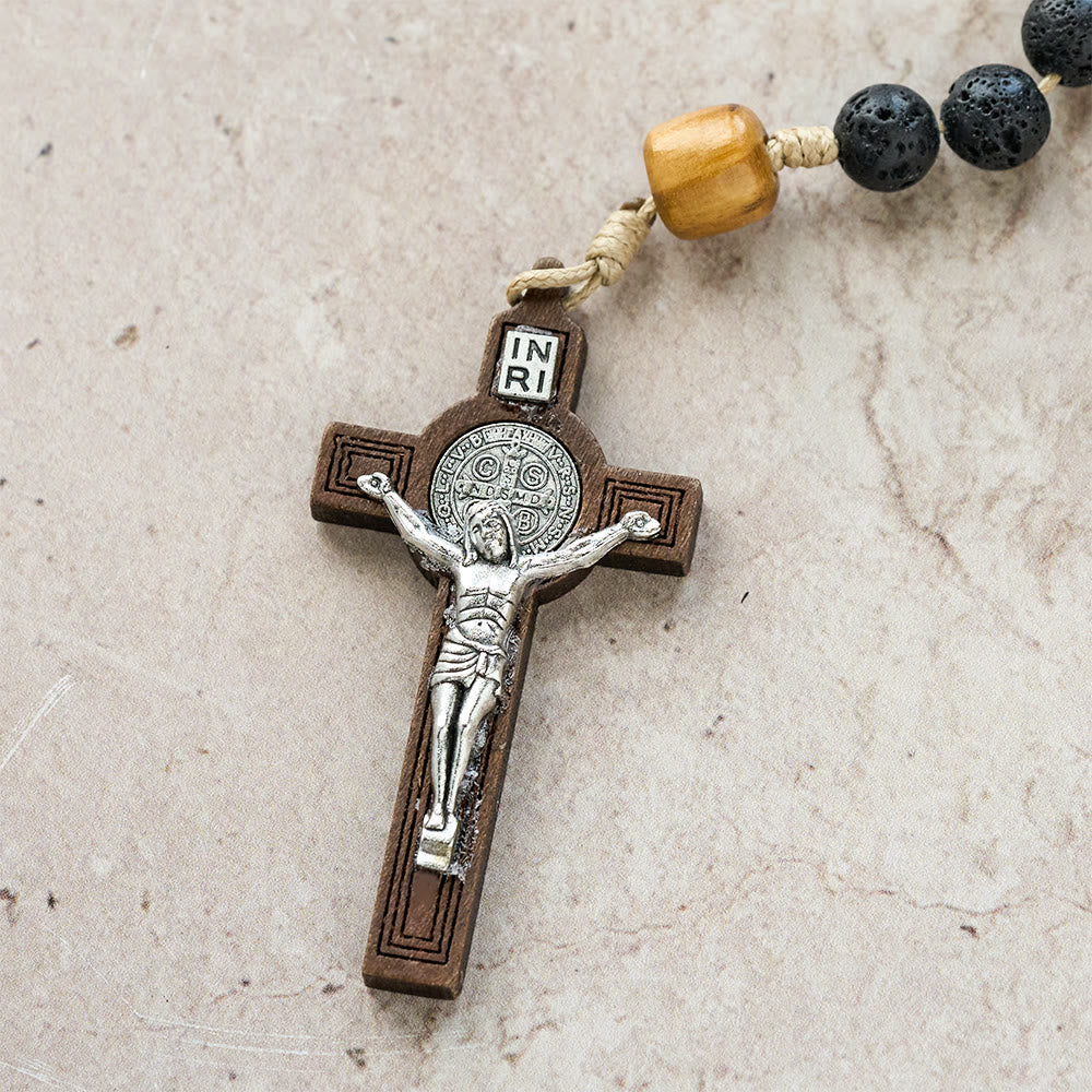 FREE Today: Natural Durable Volcanic Stone Rosary with St. Benedict Medal & Crucifix - image 6