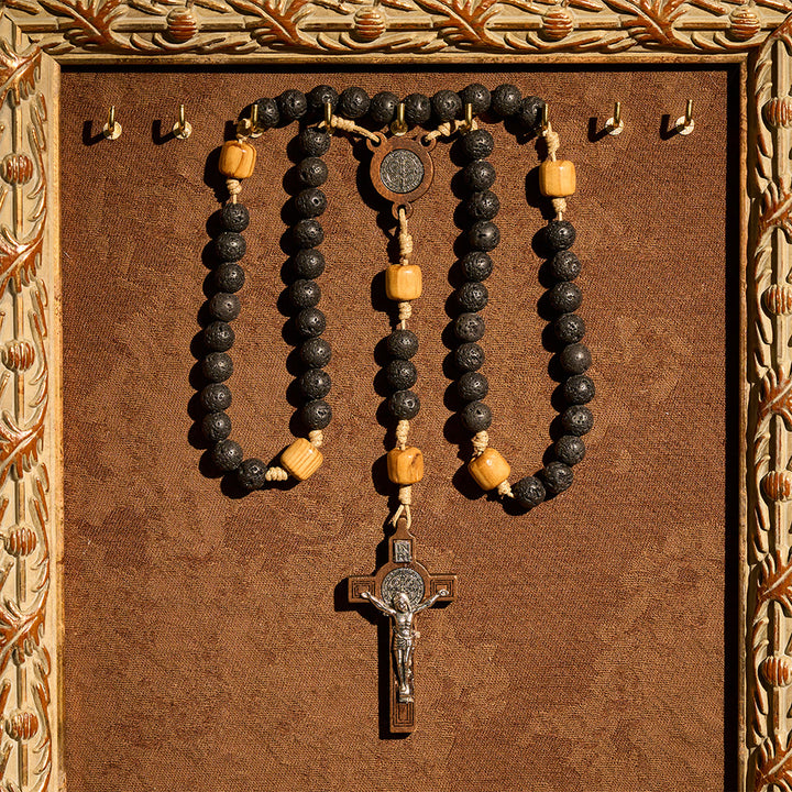 FREE Today: Natural Durable Volcanic Stone Rosary with St. Benedict Medal & Crucifix - image 9