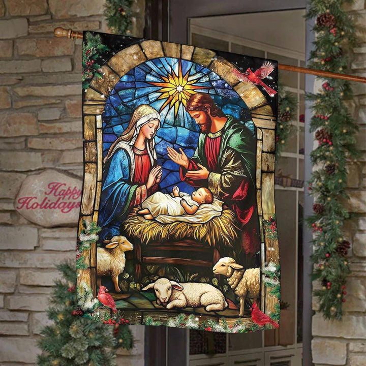 Christianartworkshop Nativity & Sheep Garden Flag: Gentle Grace Token for Holiday Yards - image 3