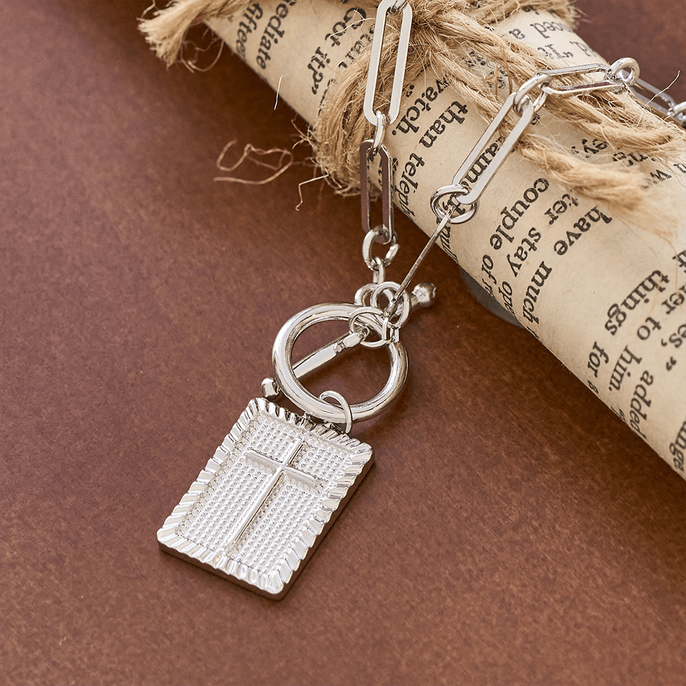 Christianartworkshop Cross Tag Necklace: Daily Reminder of Faith & Artistic Craft for Believers - Silver - image 6