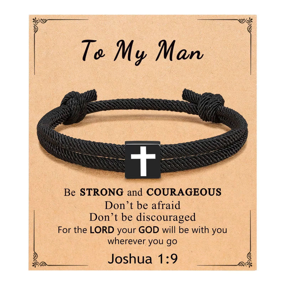 Christianartworkshop Milano Rope Cross Bracelet with Gift Card: Thoughtful Blessing for Baptism & Milestones - To My Man - image 8