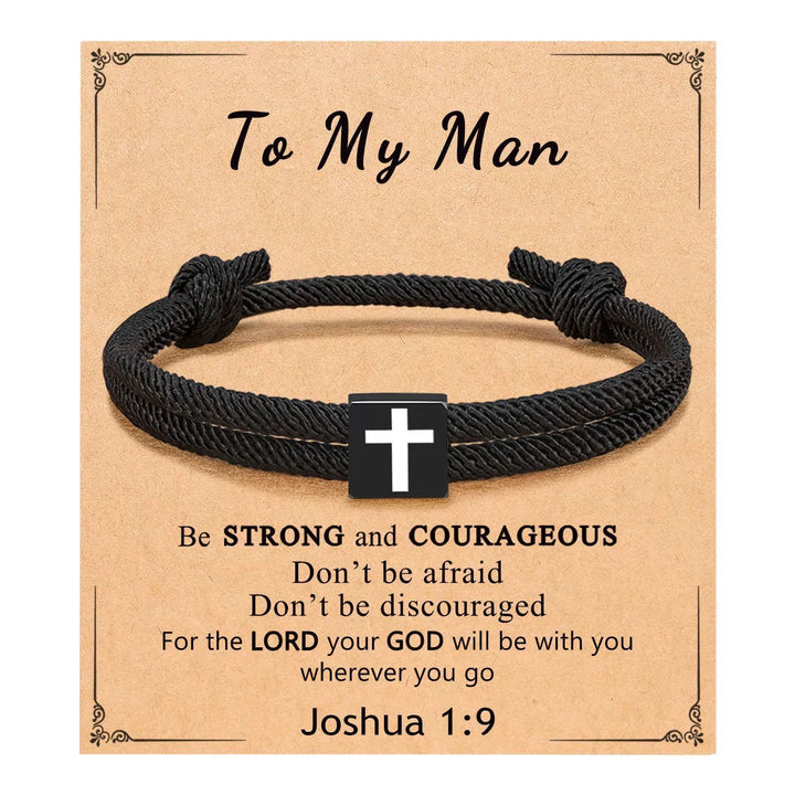 Christianartworkshop Milano Rope Cross Bracelet with Gift Card: Thoughtful Blessing for Baptism & Milestones - To My Man - image 8