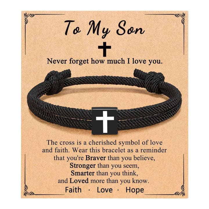Christianartworkshop Milano Rope Cross Bracelet with Gift Card: Thoughtful Blessing for Baptism & Milestones - To My Son - image 17