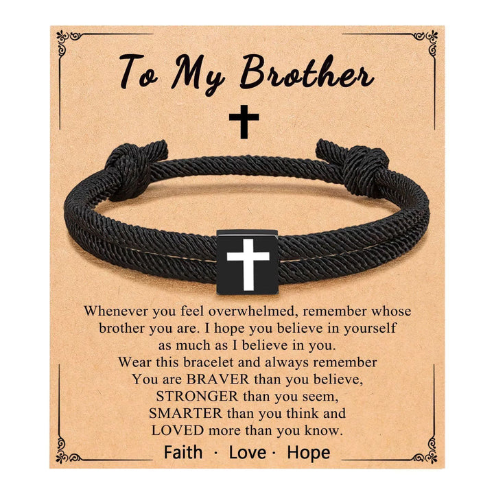 Christianartworkshop Milano Rope Cross Bracelet with Gift Card: Thoughtful Blessing for Baptism & Milestones - To My Brother - image 7