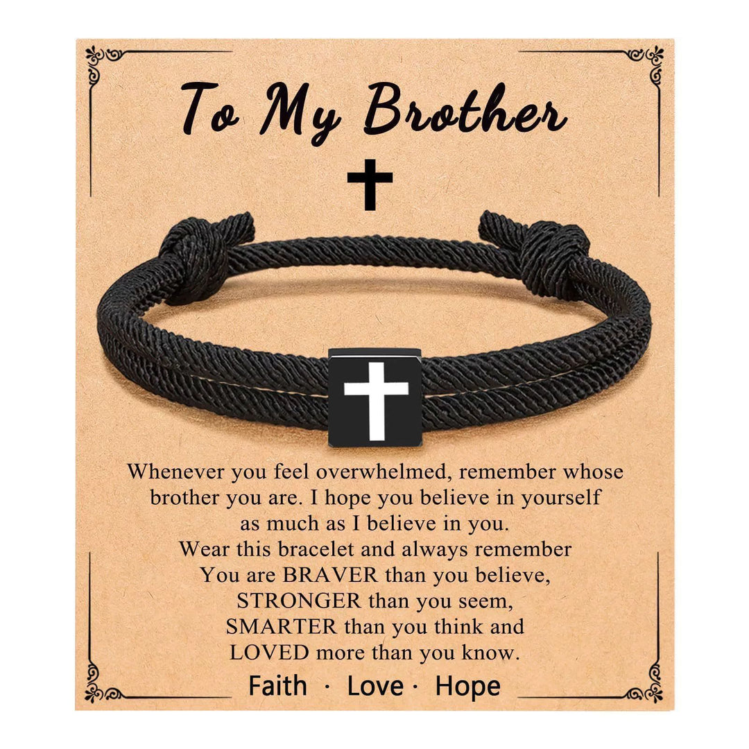 Christianartworkshop Milano Rope Cross Bracelet with Gift Card: Thoughtful Blessing for Baptism & Milestones - To My Brother - image 19