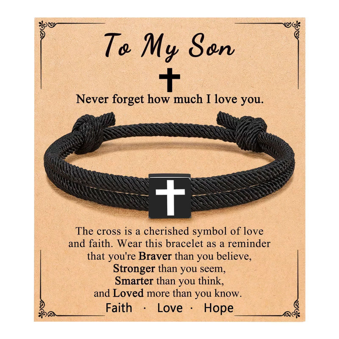 Christianartworkshop Milano Rope Cross Bracelet with Gift Card: Thoughtful Blessing for Baptism & Milestones - To My Son - image 5