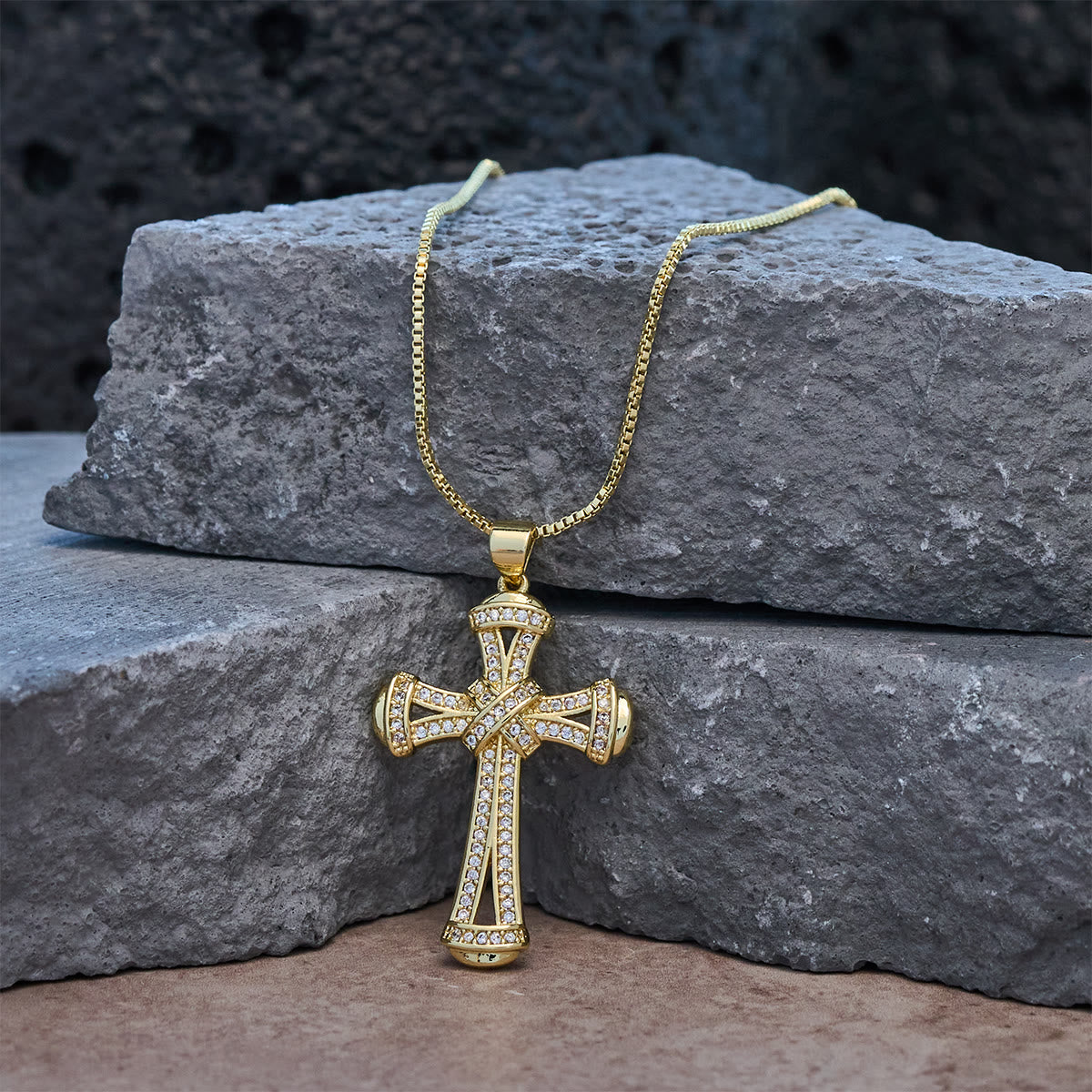 Copper Zircon Cross Knot Necklace – Christian Jewelry Pendant for