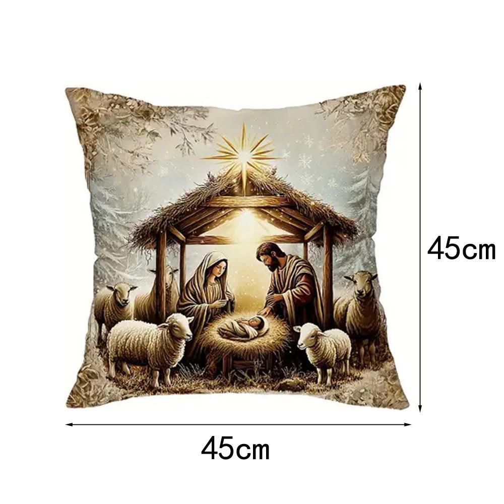 Christianartworkshop Nativity Themed Pillow of 4: Quiet Companion for Living Areas - D - 17.7''*17.7''/45*45cm - image 16