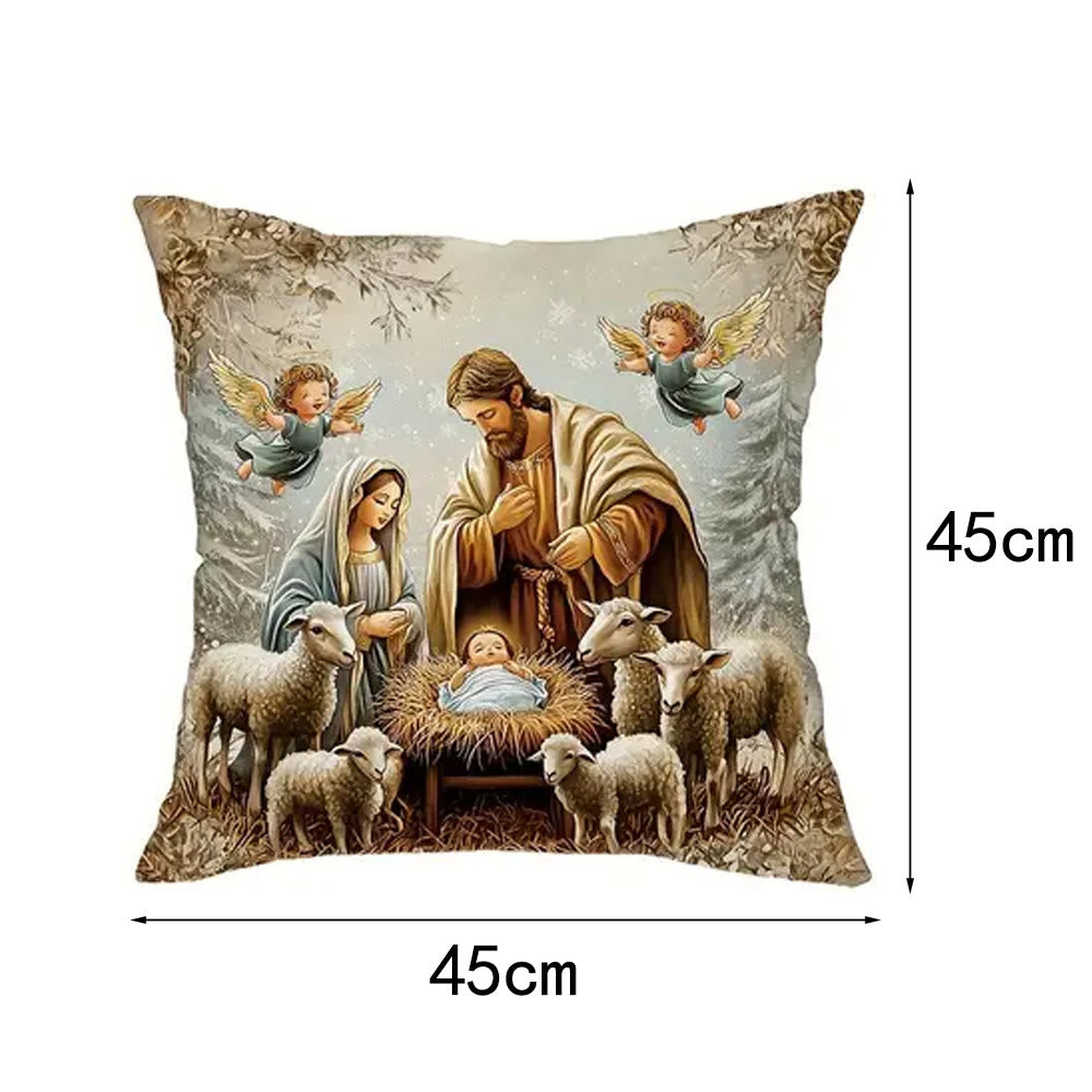 Christianartworkshop Nativity Themed Pillow of 4: Quiet Companion for Living Areas - A - 17.7''*17.7''/45*45cm - image 7