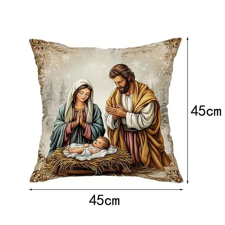 Christianartworkshop Nativity Themed Pillow of 4: Quiet Companion for Living Areas - C - 17.7''*17.7''/45*45cm - image 13