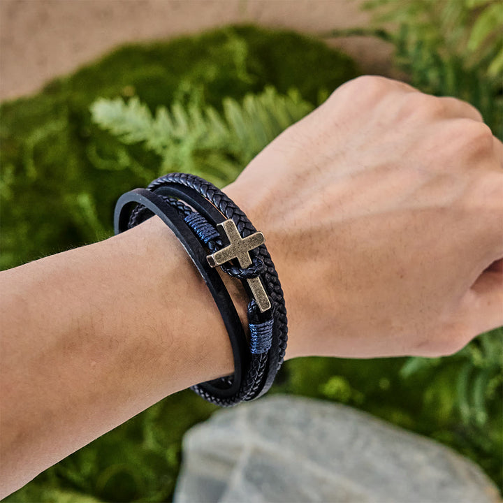 FREE Today: Tri - Color Stainless Steel Cross & Braided Leather Fashion Bracelet - image 15