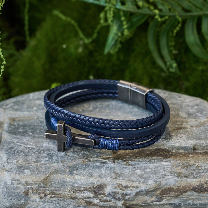 FREE Today: Tri - Color Stainless Steel Cross & Braided Leather Fashion Bracelet - image 18