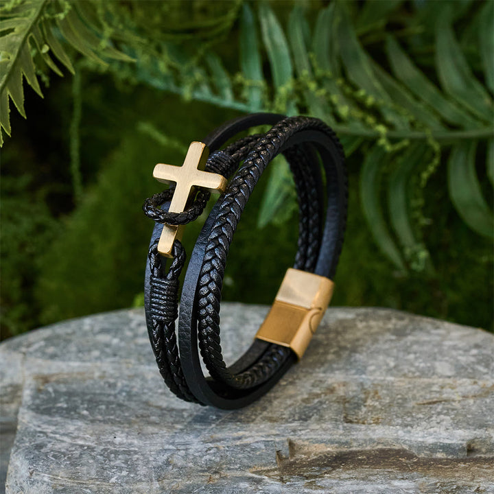 FREE Today: Tri - Color Stainless Steel Cross & Braided Leather Fashion Bracelet - image 8