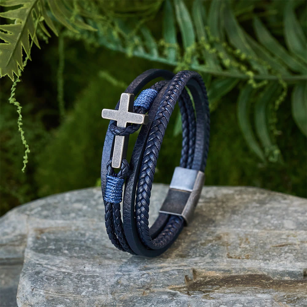 FREE Today: Tri - Color Stainless Steel Cross & Braided Leather Fashion Bracelet - image 17