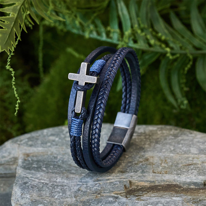 FREE Today: Tri - Color Stainless Steel Cross & Braided Leather Fashion Bracelet - image 17