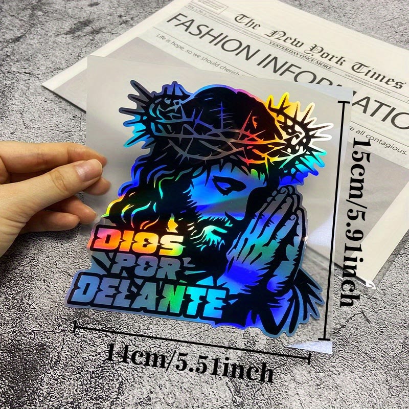 Christianartworkshop Holographic Devotion Car Sticker: Faith & Vibrance Reminder for Daily Items - image 2