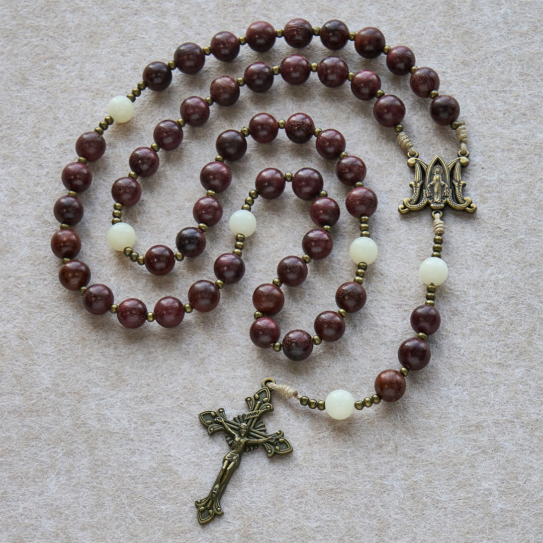 Christianartworkshop Natural Perilla Wood Faithful Rosary with Vintage Brass Crucifix: Weave Faith in Natural Warmth - Perilla Wood - image 0