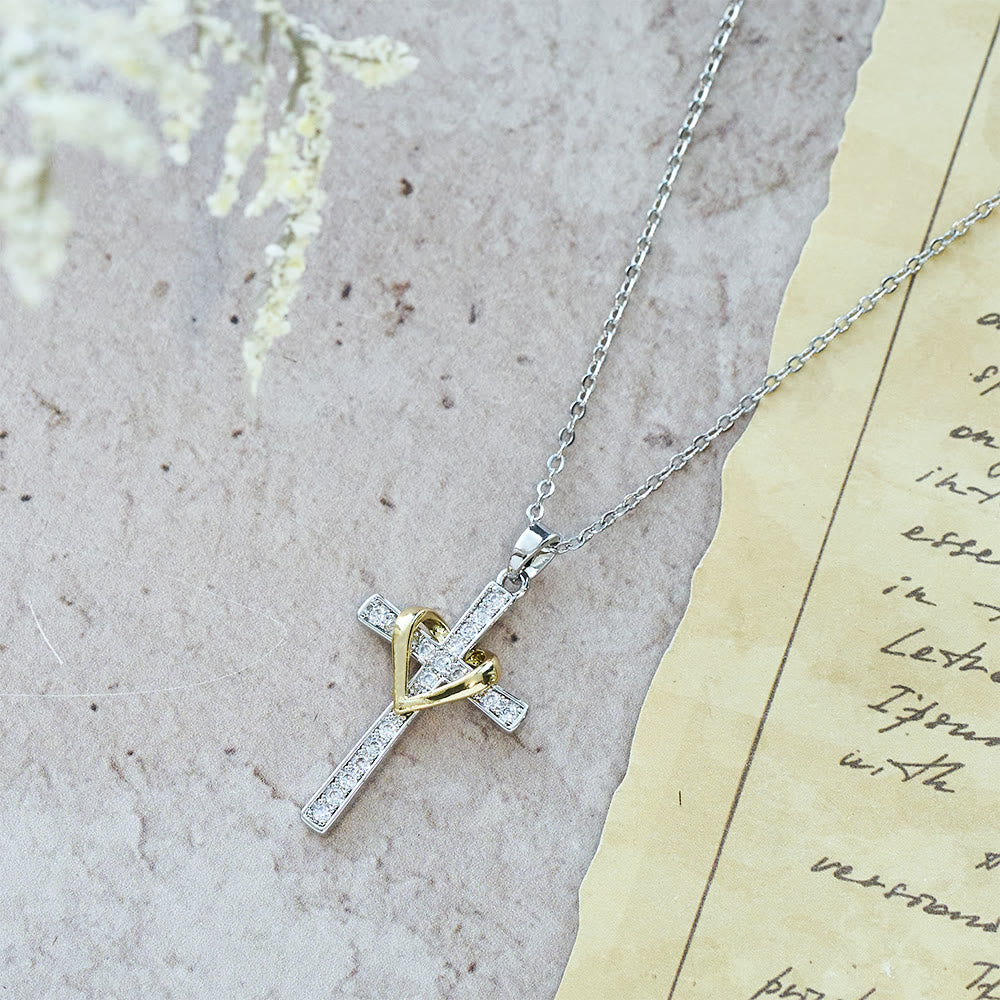 Christianartworkshop Dual - Tone Heart & Cross Necklace with Zircons: Fusion of Love and Faith - image 16