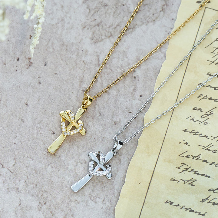 Christianartworkshop Dual - Tone Heart & Cross Necklace with Zircons: Fusion of Love and Faith - image 9