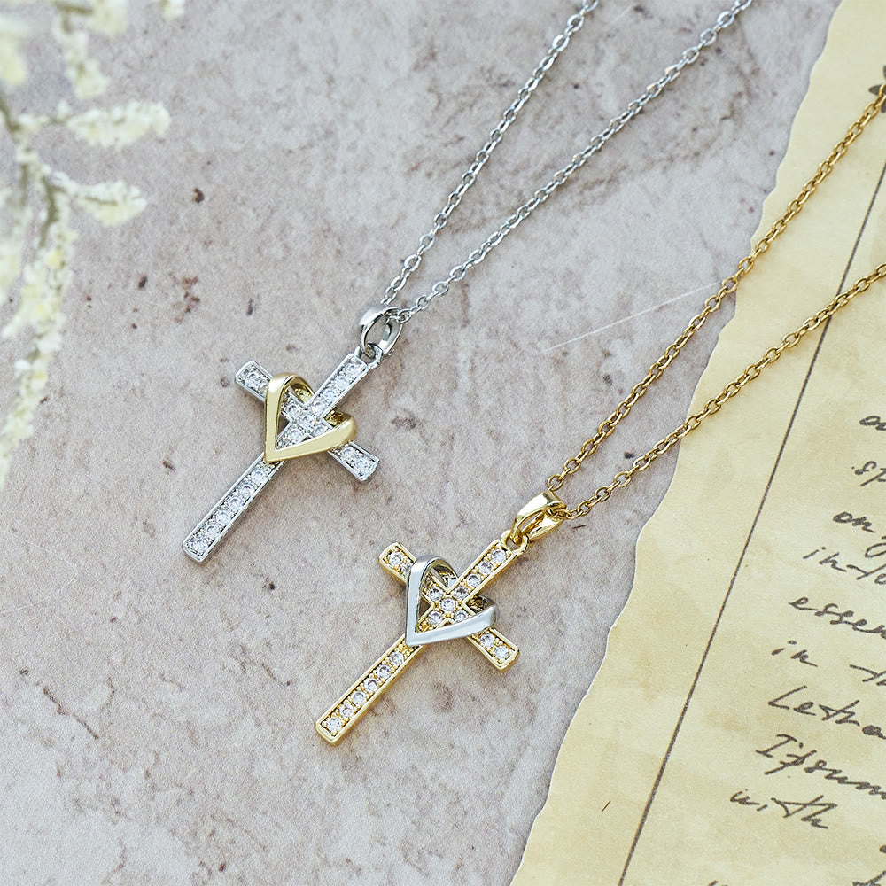 Christianartworkshop Dual - Tone Heart & Cross Necklace with Zircons: Fusion of Love and Faith - image 18