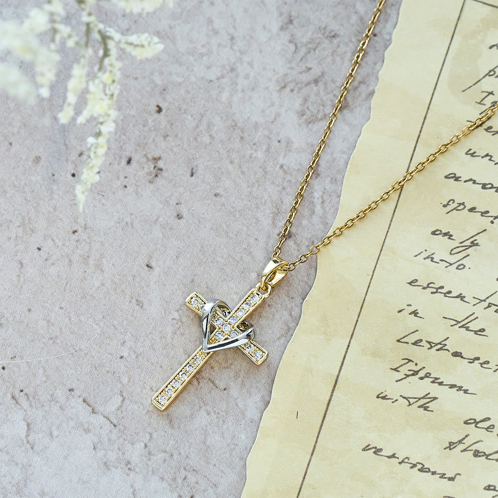 Christianartworkshop Dual - Tone Heart & Cross Necklace with Zircons: Fusion of Love and Faith - image 12