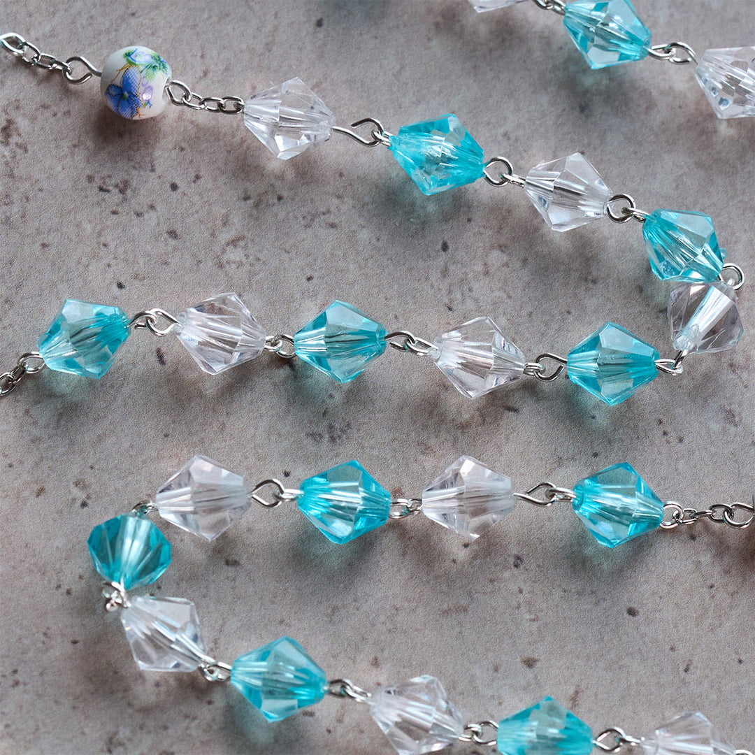 Christianartworkshop Blessed Aqua & White Devotion Rosary with Our Lady Heart Charm: Merge Light and Faith - image 6