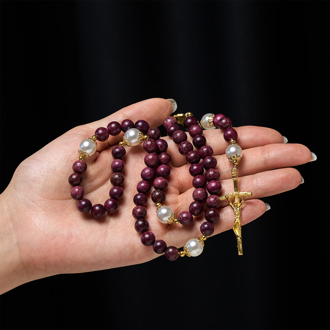 Christianartworkshop Elegant Perilla Wood Devotion Rosary with Our Lady & Crucifix - image 1