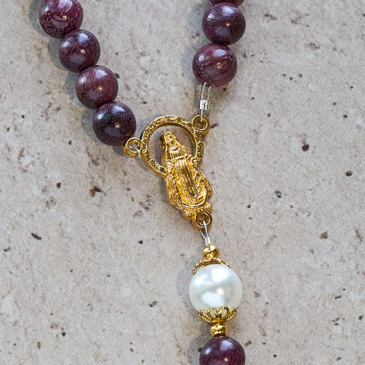 Christianartworkshop Elegant Perilla Wood Devotion Rosary with Our Lady & Crucifix - image 9