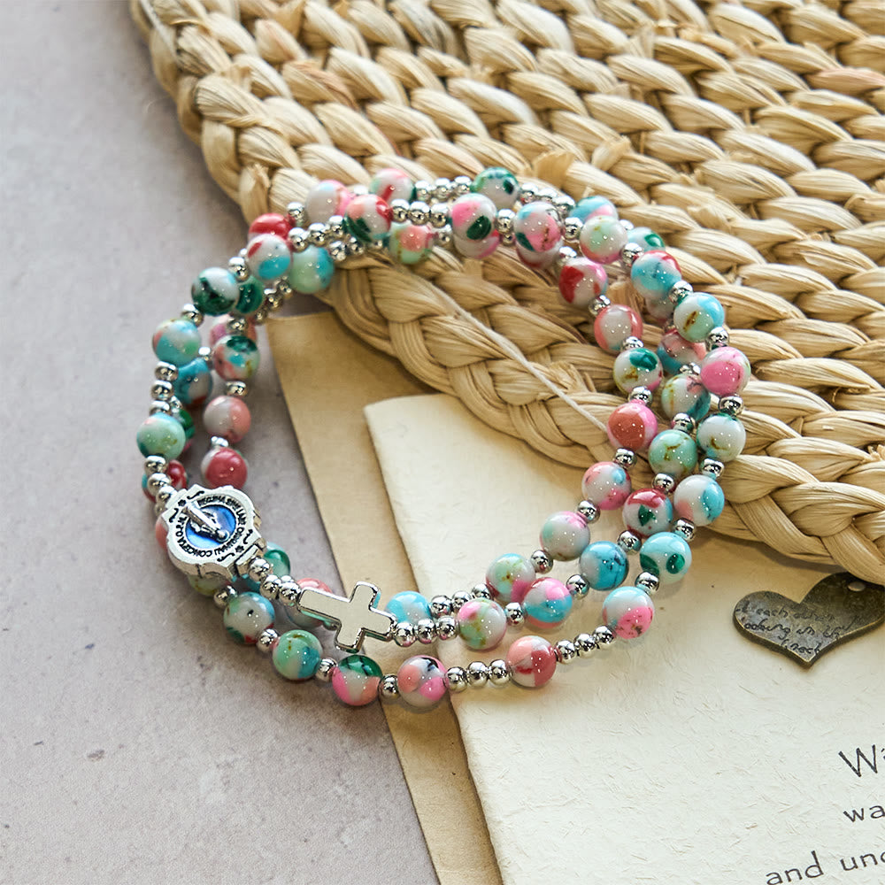 Christianartworkshop 6mm Pastel UV-Glow Rosary Bracelet: Pastel Hues & Illuminated Devotion - image 1