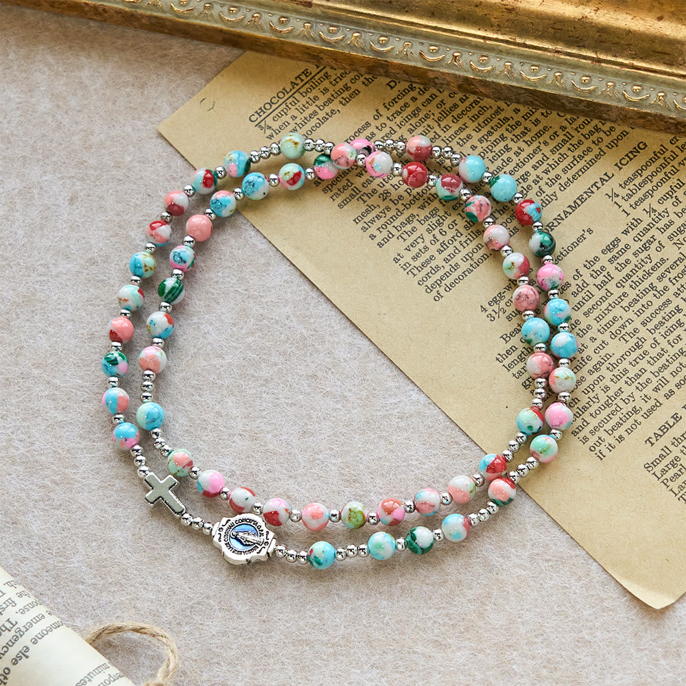 Christianartworkshop 6mm Pastel UV-Glow Rosary Bracelet: Pastel Hues & Illuminated Devotion - image 4