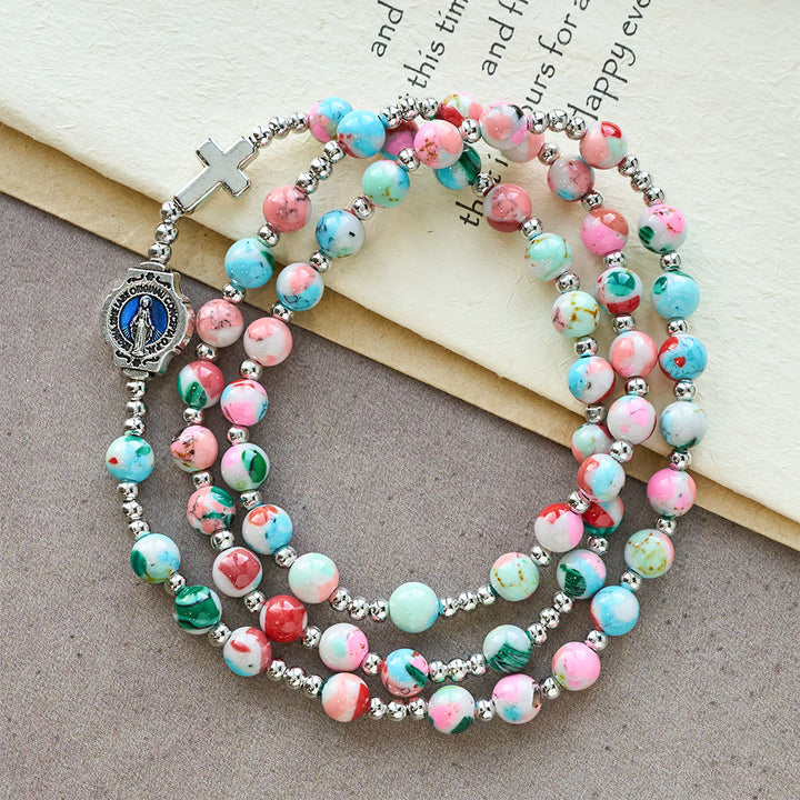 Christianartworkshop 6mm Pastel UV-Glow Rosary Bracelet: Pastel Hues & Illuminated Devotion - image 3