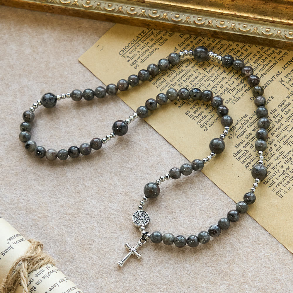 Christianartworkshop 6mm UV-Glow Flame Stone Rosary Bracelet: Ashy Texture & Illuminated Devotion - image 5