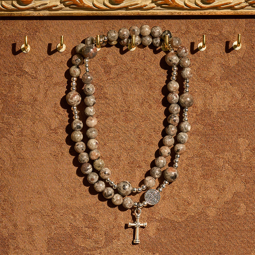 Christianartworkshop 6mm UV-Glow Flame Stone Rosary Bracelet: Ashy Texture & Illuminated Devotion - image 10