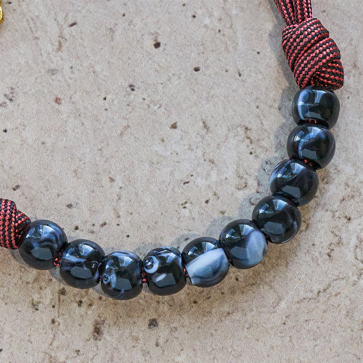 Christianartworkshop Portable Faith Pocket Rosary: Black Beads, Woven Cord & Sacred Gilded Charm - image 8
