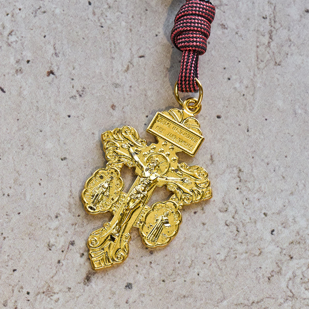Christianartworkshop Portable Faith Pocket Rosary: Black Beads, Woven Cord & Sacred Gilded Charm - image 10