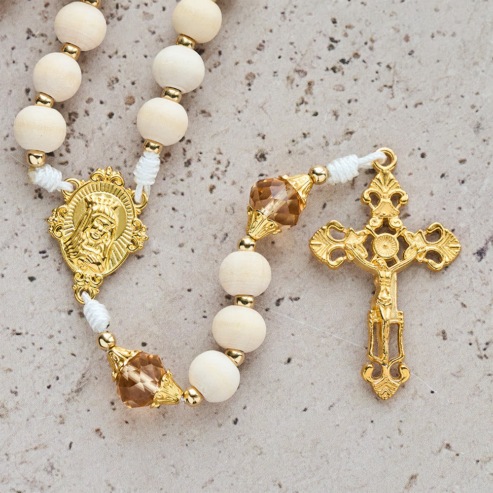 FREE Today: White Wood Bead Rosary with Champagne-Tone Accent: Faith & Calm Reminder for Quiet Moments - image 8