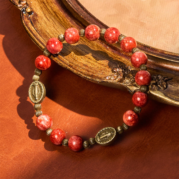 FREE Today: Vintage Red Green Glass Bracelet with Miraculous Medal: Faith & Grace Reminder for Daily Wear - image 10