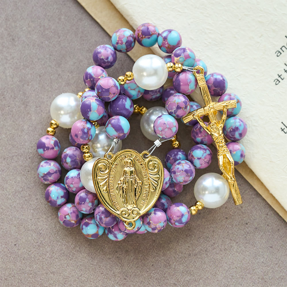 Christianartworkshop Blessed Purple-Blue Emperor Stone Rosary: Carry a Little Warmth in Your Pocket - image 6