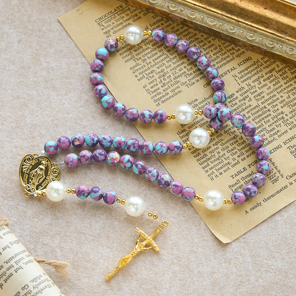 Christianartworkshop Blessed Purple-Blue Emperor Stone Rosary: Carry a Little Warmth in Your Pocket - image 2