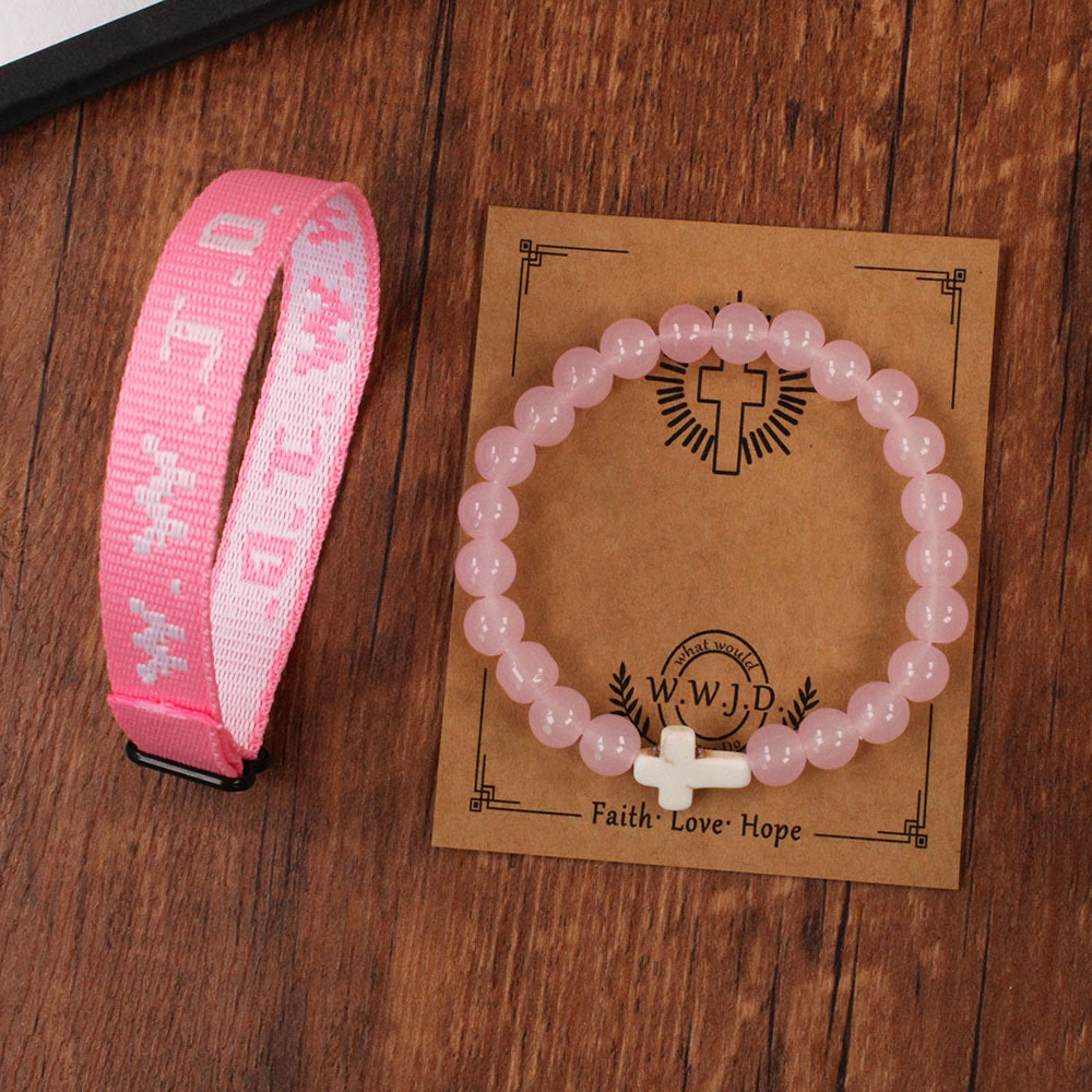 Christianartworkshop Faith Prompt Bracelet with Cross Bead & WWJD Card: Gift-Ready Keepsake - Pink Quartz - image 14