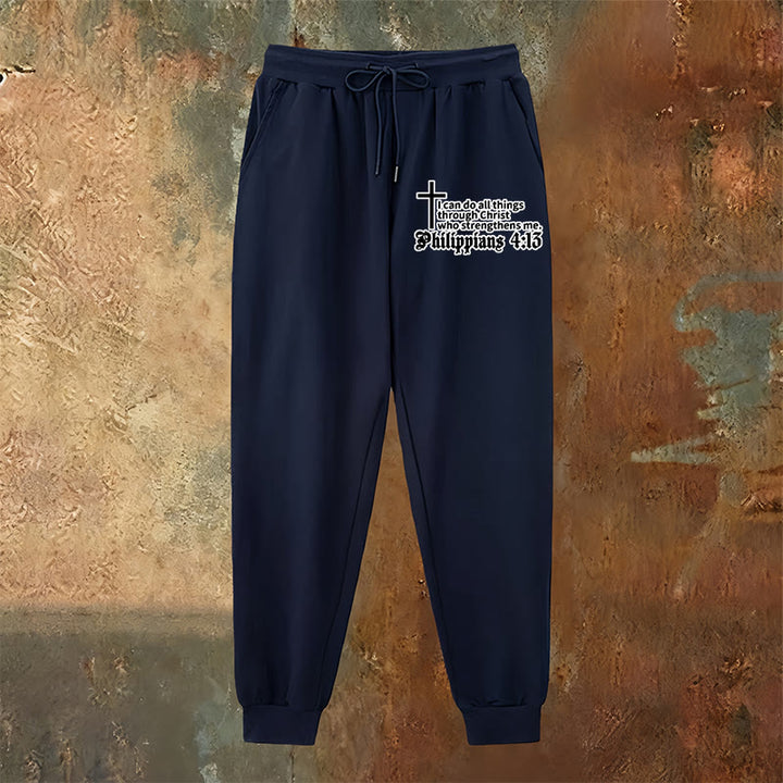 Christianartworkshop Philippians 4:13 with Cross Sweatpants: Daily Wear with Quiet Faith - image 23