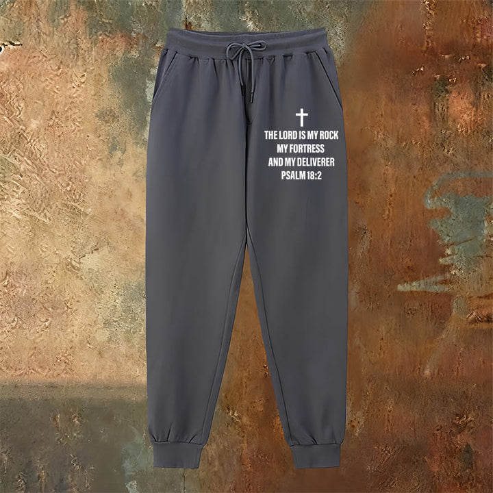Christianartworkshop Psalm 18:2 with Cross Sweatpants: Daily Wear with Steadfast Faith - image 18