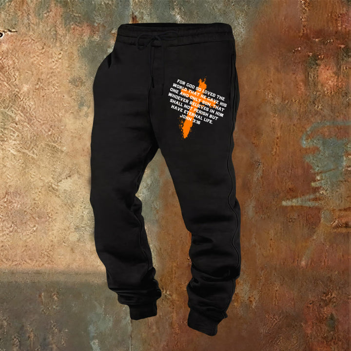 Christianartworkshop John 3:16 Sweatpants: Daily Wear with Gracious Faith - Black - 2XL - image 9