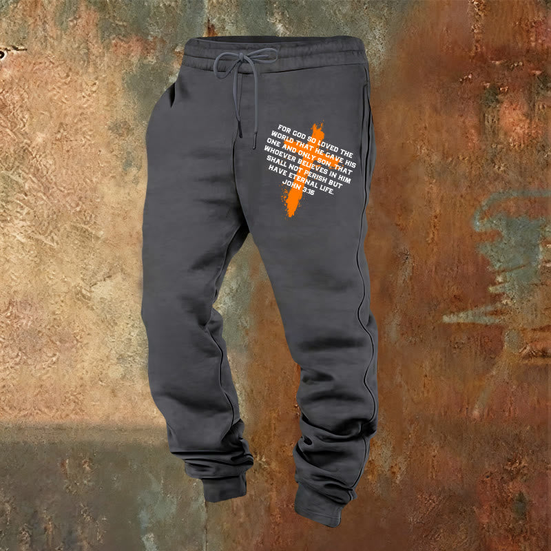 Christianartworkshop John 3:16 Sweatpants: Daily Wear with Gracious Faith - Warm Grey - 2XL - image 5