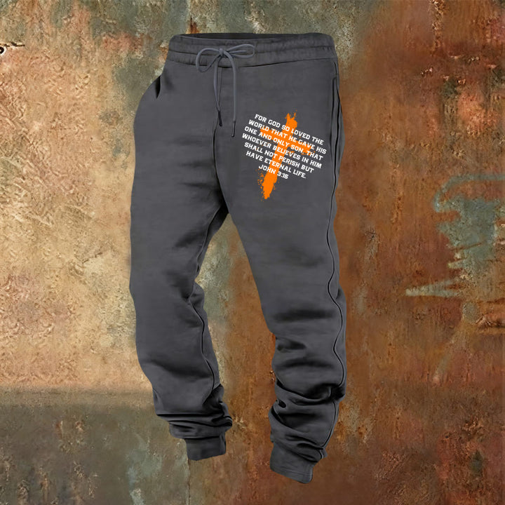 Christianartworkshop John 3:16 Sweatpants: Daily Wear with Gracious Faith - Warm Grey - 2XL - image 5