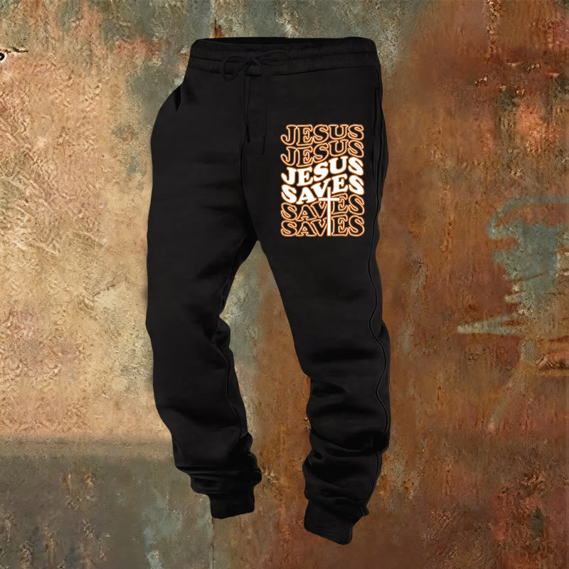 Christianartworkshop Jesus Saves Sweatpants: Daily Comfort Wrapped in Devotion - Black - 2XL - image 13