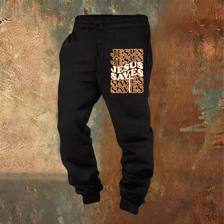 Christianartworkshop Jesus Saves Sweatpants: Daily Comfort Wrapped in Devotion - Black - 2XL - image 13