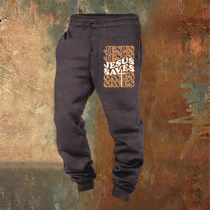 Christianartworkshop Jesus Saves Sweatpants: Daily Comfort Wrapped in Devotion - Dark Grey - 2XL - image 20