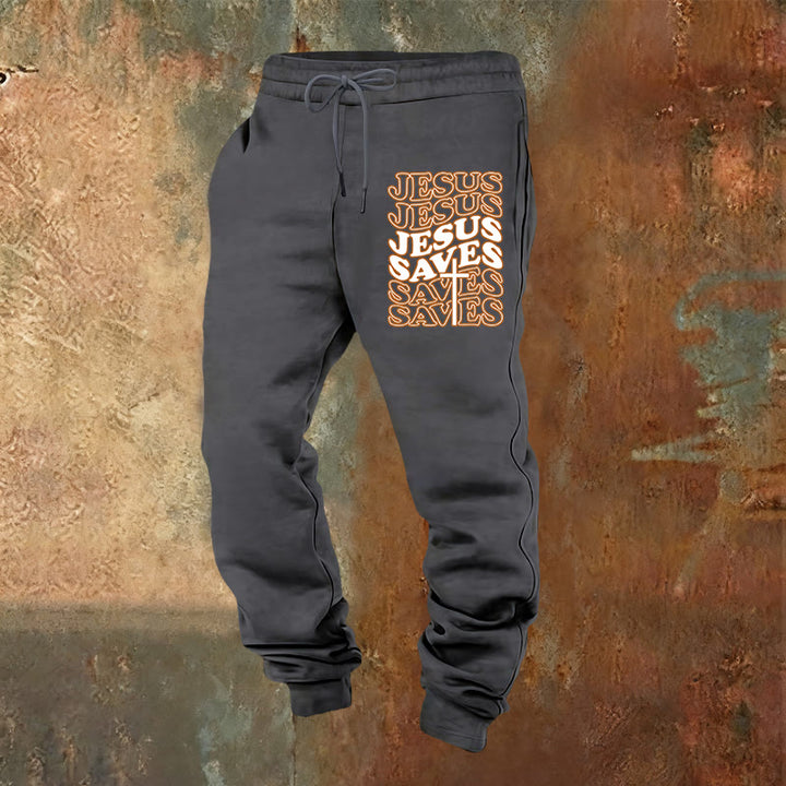 Christianartworkshop Jesus Saves Sweatpants: Daily Comfort Wrapped in Devotion - Warm Grey - 2XL - image 9