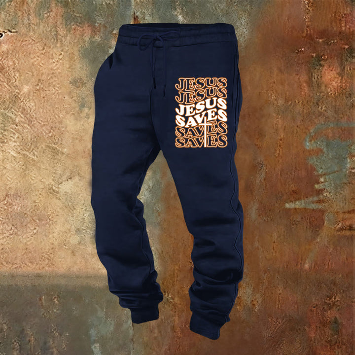 Christianartworkshop Jesus Saves Sweatpants: Daily Comfort Wrapped in Devotion - Navy Blue - 2XL - image 16